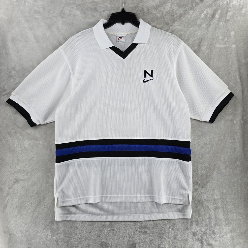 Vintage 90s Nike Mini‎ Swoosh Knit Collared Soccer Jersey, Rare Logo Nike medium